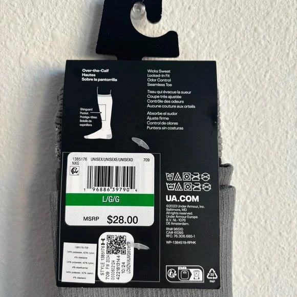 NWT Under Armour Magnetico Pocket Gray and Yellow Over the Calf Athletic Socks L - Picture 5 of 5